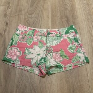 Lilly Pulitzer Shorts Women's Sz 2 Pink Green Callahan Printed Floral Resort‎ 3"